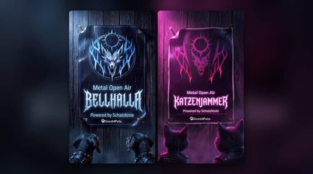 Festivalplakate BELLHALLA OPEN AIR und KATZENJAMMER OPEN AIR der Herbst-Schatzkiste nebeneinander